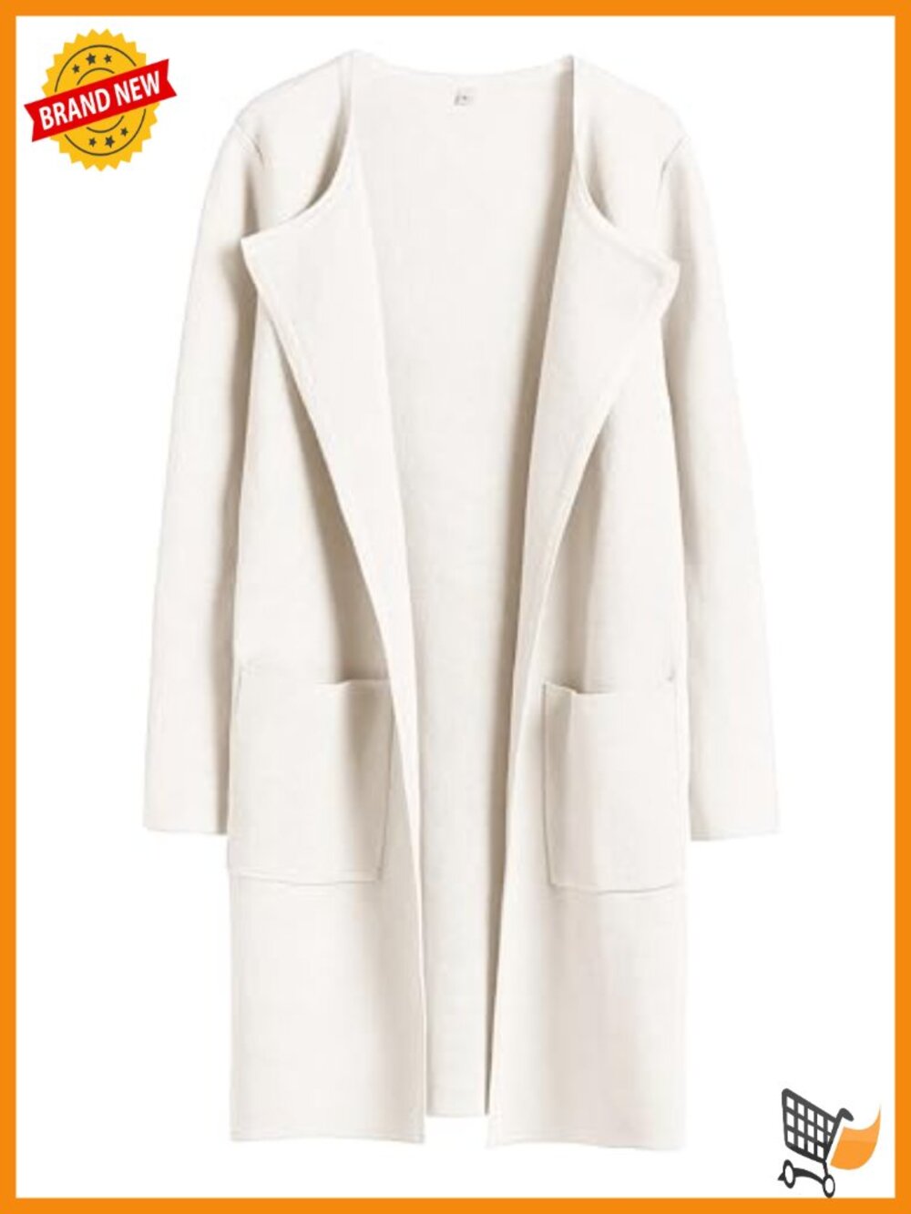 Women Mid Length Open Front Cardigan Sweater Viscose Blend Buttonless